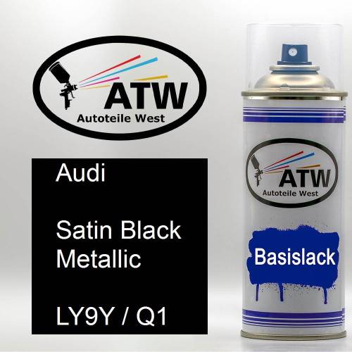 Audi, Satin Black Metallic, LY9Y / Q1: 400ml Sprühdose, von ATW Autoteile West.